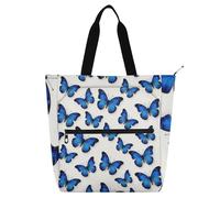 SyXIOP Borsa tote per bambini, donne e uomini, blu monarca farfalla modello senza cuciture resistente ai graffi Heavy Duty insegnante Tote bag per la scuola e il tempo di gioco mochilas para