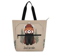 SyXIOP Borsa tote per bambini, donne e uomini, Just Breathe Christmas Red Panda resistente ai graffi, borsa tote con tasche per scuola e tempo di gioco para libros de