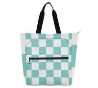 SyXIOP Borsa tote per bambini, donne, uomini, verde e bianco americano plaid grande libro per bambini borsa della spesa riutilizzabile borsa per scuola e tempo di gioco bolso para libros