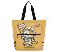 SyXIOP Borsa tote per bambini per bambini, studenti, adulti, gatto terra su Marte resistente ai graffi riutilizzabile borsa della spesa con cerniera per la scuola shopping spiaggia bolsos para guardar