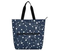 SyXIOP Borsa tote per bambini per gli amanti dei libri, a pois bianchi blu scuro grande borsa per libri con tasche per scuola e tempo di gioco mochilas para lectores