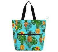 SyXIOP Borsa tote per bambini per gli amanti dei libri, borsa a tracolla estiva con ananas e palma blu resistente agli strappi con tasche per scuola, shopping, spiaggia, para guardar libros