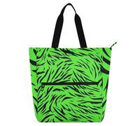 SyXIOP Borsa tote per bambini per ragazzi ragazze donne, tigri verde fluorescente texture pelliccia trama manici in tessuto resistente riutilizzabile biblioteca borsa della spesa per la scuola