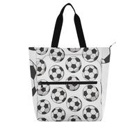 SyXIOP Borsa tote per bambini, studenti, adulti, moderna palla da calcio 2026, facile da pulire, con cerniera, per scuola, lavoro, viaggi