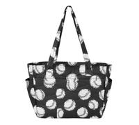 SyXIOP Borsa tote per donna borsa da spiaggia con cerniera nera baseball