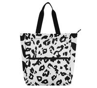 SyXIOP Borsa tote per gli amanti dei libri, stampa leopardata nera bianca grande libro per bambini borsa della spesa riutilizzabile borsa per la scuola e il tempo di gioco de tela para