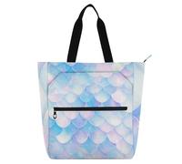 SyXIOP Borsa tote per libri per bambini, donne e uomini, squame di pesce colorate grande borsa della spesa riutilizzabile con cerniera per la scuola shopping drogheria bolso para libros