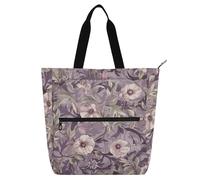 SyXIOP Borsa tote per libri per bambini, donne e uomini, stile William Morris, color malva, floreale, impermeabile, con tasche interne, per scuola e tempo di gioco, mochilas para lectores