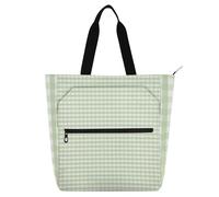 SyXIOP Borsa tote per libri per bambini, donne, uomini, motivo a scacchi verde, resistente ai graffi, borsa per libri da biblioteca, borsa con tasche con cerniera, per università, shopping, spiaggia