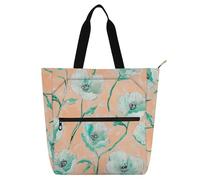 SyXIOP Borsa tote per libri per bambini per gli amanti dei libri, fiori verdi resistente ai graffi riutilizzabile borsa da spiaggia con cerniera per la scuola shopping spiaggia bolsos para guardar