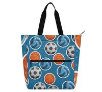 SyXIOP Borsa tote per libri per bambini per gli amanti dei libri, pallone da basket blu 2026 Coppa del mondo di calcio 600D tessuto Oxford borse per insegnanti con cerniera per college shopping