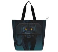 SyXIOP Borsa tote per libri per bambini per gli amanti dei libri, pantera nera che cammina verso l'ombra, regalo per amanti dei gatti selvatici, facile da pulire, resistente, riutilizzabile, per
