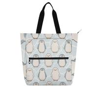 SyXIOP Borsa tote per libri per bambini, ragazzi e ragazze, grazioso pinguino verde salvia design minimalista biblioteca borsa per libri con tasche con cerniera per scuola, lavoro, viaggi, mochilas
