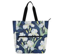SyXIOP Borsa tote per libri per bambini, ragazzi e ragazze, William Morris fiori di iris bianchi, impermeabile, borsa per attività per bambini con cerniera per scuola e tempo di gioco para libros de