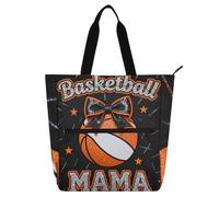 SyXIOP Borsa tote per libri per bambini ragazzi ragazze, arancione fiocco basket resistente agli strappi borse per la spesa borsa da spiaggia con tasche con cerniera per la scuola shopping drogheria