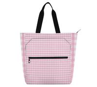 SyXIOP Borsa tote per libri per bambini ragazzi ragazze, motivo a scacchi rosa resistente ai graffi Heavy Duty riutilizzabile biblioteca borsa della spesa per la scuola shopping drogheria bolsa de