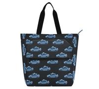 SyXIOP Borsa tote per libri per bambini, studenti, adulti, mandria di auto della polizia, nera, leggera, borsa per la spesa, borsa da spiaggia con tasche con cerniera, per scuola e tempo di gioco