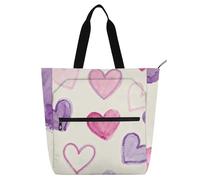 SyXIOP Borsa tote per libri per bambini, studenti adulti, San Valentino cuore rosa resistente ai graffi ragazze borsa della spesa riutilizzabile con cerniera per scuola e tempo di gioco para libros de