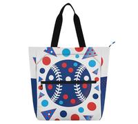 SyXIOP Borsa tote per libri per ragazzi ragazze adulti, baseball rosso e blu grande resistente riutilizzabile biblioteca borsa della spesa per scuola lavoro viaggi mochilas para lectores