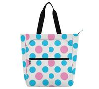 SyXIOP Borsa tote per libri per ragazzi ragazze donne, alla moda a pois pesca blu pesca design minimalista borse per la spesa borsa da spiaggia con tasche con cerniera per la scuola shopping della