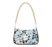 SyXIOP Borse a tracolla alla moda con rose blu e bianche con multi tasche per donne per le signore