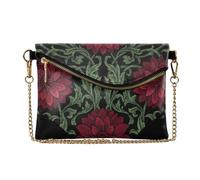 SyXIOP Borse da polso da donna in PU pochette borse da sera alla moda per matrimonio William Morris dalie rosse sfondo nero