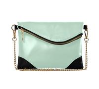 SyXIOP Borsetta da donna in poliuretano con cinturino da polso, pochette casual, portamonete per feste, verde menta