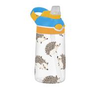 SyXIOP Bottiglia d'acqua marrone con motivo riccio con coperchio, a prova di perdite, in Tritan, per viaggi, campeggio, bici per agua termica