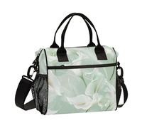 SyXIOP Calla Lily Fiore Colori Pastello Verde Menta A Tenuta Isolato Lunchbox con Tracolla Grandi Borse Pranzo per Le Donne per Picnic bulto para Lunch de Mujer