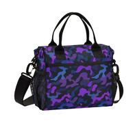 SyXIOP Camouflage Viola Nero Blu A tenuta stagna Grande Tote con Tracolla Borse Pranzo per Lavoro per Lavoro Bolsas para lonche