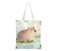 SyXIOP Carino Cartoon Brown Capybara Borse di Tela Bulk con manici Tote Bag Con Tasche Riutilizzabili Borse di Tela per Viaggio Bolsa de lona