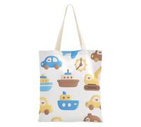 SyXIOP Carino Cartoon Colorful Navi e Automobili Delle Donne di Tela Tote Bag con maniglie Iniziale Tote Bags Per Le Donne Riutilizzabili Borse della spesa per Dail Bolsa de lona