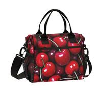 SyXIOP Carino Cartoon Frutta Ciliegia Eco-Friendly Sacchetto di Cibo con Tracolla Grande Borsa Pranzo per Gli Uomini per L'asilo luncheras para Mujeres