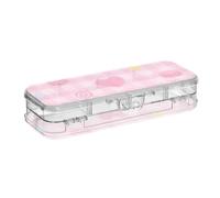 SyXIOP Carino Rosa Dolce Carattere Linee Progettato Cancella Matita Scatola Plastica Doppio Piano Trasparente Penne Custodia Per Articoli di Cancelleria Con Coperchio Snap-Tight
