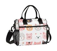 SyXIOP Cartone animato Carino Animale Faccia Pranzo Mazzo Borsa con Tracolla Lunch Box per il Lavoro per il College bolsos para la comida