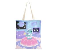 SyXIOP Cartone animato Carino Astronauti Dinosauro Viola Borse di Tela Bulk con manici Bulk Tote Borse di Tela Tote Tote per Amico Bolsa de lona
