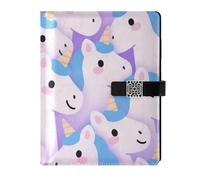 SyXIOP Cartone animato carino unicorni viola foderato in pelle notebook soggetto portatile notebook in pelle per lavorare 6.7x9.2
