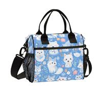 SyXIOP Cartone animato Raccoon Cane Blu Ecologico Pranzo Mazzo Borsa con Tracolla Isolato Borse Pranzo per Le Donne per Ufficio lonchera de Trabajo para Mujer