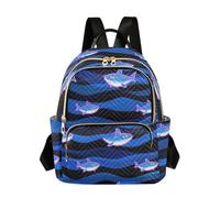 SyXIOP Cartoon Cute Animal Shark Wave Blue 12.5 Pollice multiuso zaino borsa donna moda per viaggi e lavoro, Cartone animato carino animale squalo onda blu, M, Casual