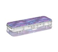 SyXIOP Chic Whale viola progettato matite scatola di plastica trasparente doppio ponte duro penne caso caso scatole per bambini con scatto e coperchio