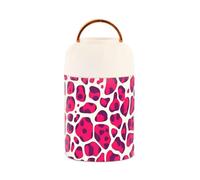 SyXIOP Cinese Leopard Skin Print Deeppink Acciaio Inox Vacuum Insulated vaso di cibo per caldo con cucchiaio per adulti caffè 17oz