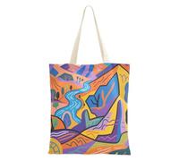 SyXIOP Colorful Mountain Peak Tote Bag Tela con manici Insegnante Tote Bag Canvas Shopping Bags per il collega Bolsa de lona