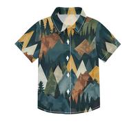 SyXIOP Colorful Mountain Peak Tree Hawaiian Boys Button Up Camicie a maniche corte da indossare tutti i giorni Ragazzi Camicia a maniche corte Button Down, Colorato Mountain Peak Tree, 3 anni