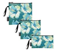 SyXIOP Confezione da 3 sacchetti riutilizzabili per panini e snack, con fiori verdi e menta, borsa da viaggio portatile per donne e ragazze