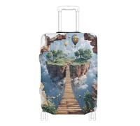 SyXIOP Copertura elastica colorata in legno 3D per bagagli, lavabile, accessori da viaggio, adatta per bagagli da 45-81 cm, Isola ottica del ponte di legno 3d variop, XL 29-32 in, Classico