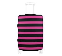 SyXIOP Copertura elastica nera e rosa a righe per bagagli, antigraffio, per valigie, adatta per bagagli da 45 a 81 cm, Linee di regole nere e rosa, XL 29-32 in, Classico