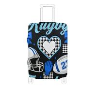 SyXIOP Copertura elastica per bagagli con fiocco blu rugby, resistente ai graffi, accessorio da viaggio adatto per bagagli da 45,7 a 81,7 cm, Rugby con fiocco blu, S 18-20 in, Classico