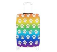 SyXIOP Copertura elastica per bagagli da viaggio, antigraffio, con impronte di zampe, colori arcobaleno, adatta per bagagli da 45,7 a 81,7 cm, Stampe colorate di zampe arcobaleno, S 18-20 in, Classico