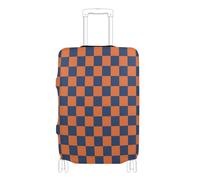 SyXIOP Copertura elastica per bagagli da viaggio arancione e blu, motivo scozzese americano, antigraffio, adatta per valigie da 45-81 cm, Plaid americano arancione e blu, XL 29-32 in, Classico
