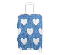 SyXIOP Copertura elastica per bagagli da viaggio con cuore blu e bianco, antigraffio, adatta per bagagli da 45,7 a 81,7 cm, Cuore blu e bianco, L 26-28 in, Classico